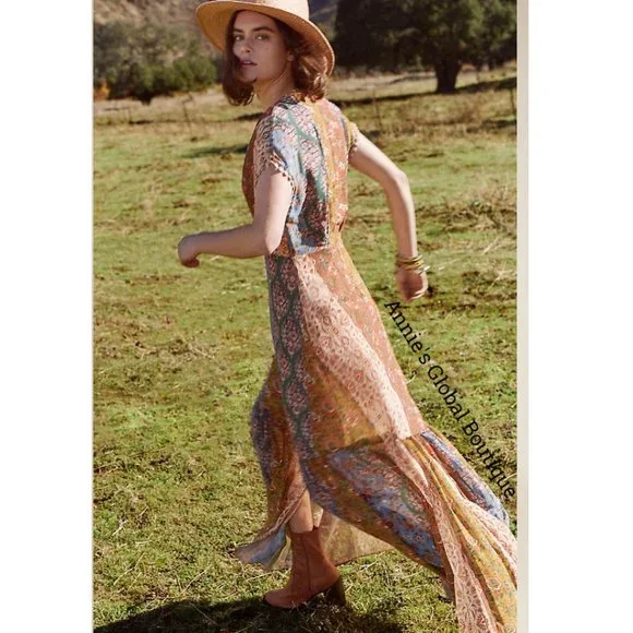 NWT, Anthropologie Angelica Sachin and Babi Embroidered Flounced Maxi Dress - Picture 7 of 15